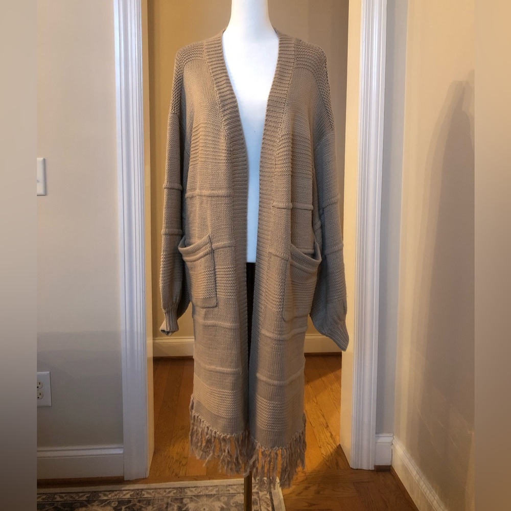 Esther & Co Long Brown Open Cardigan size S/M